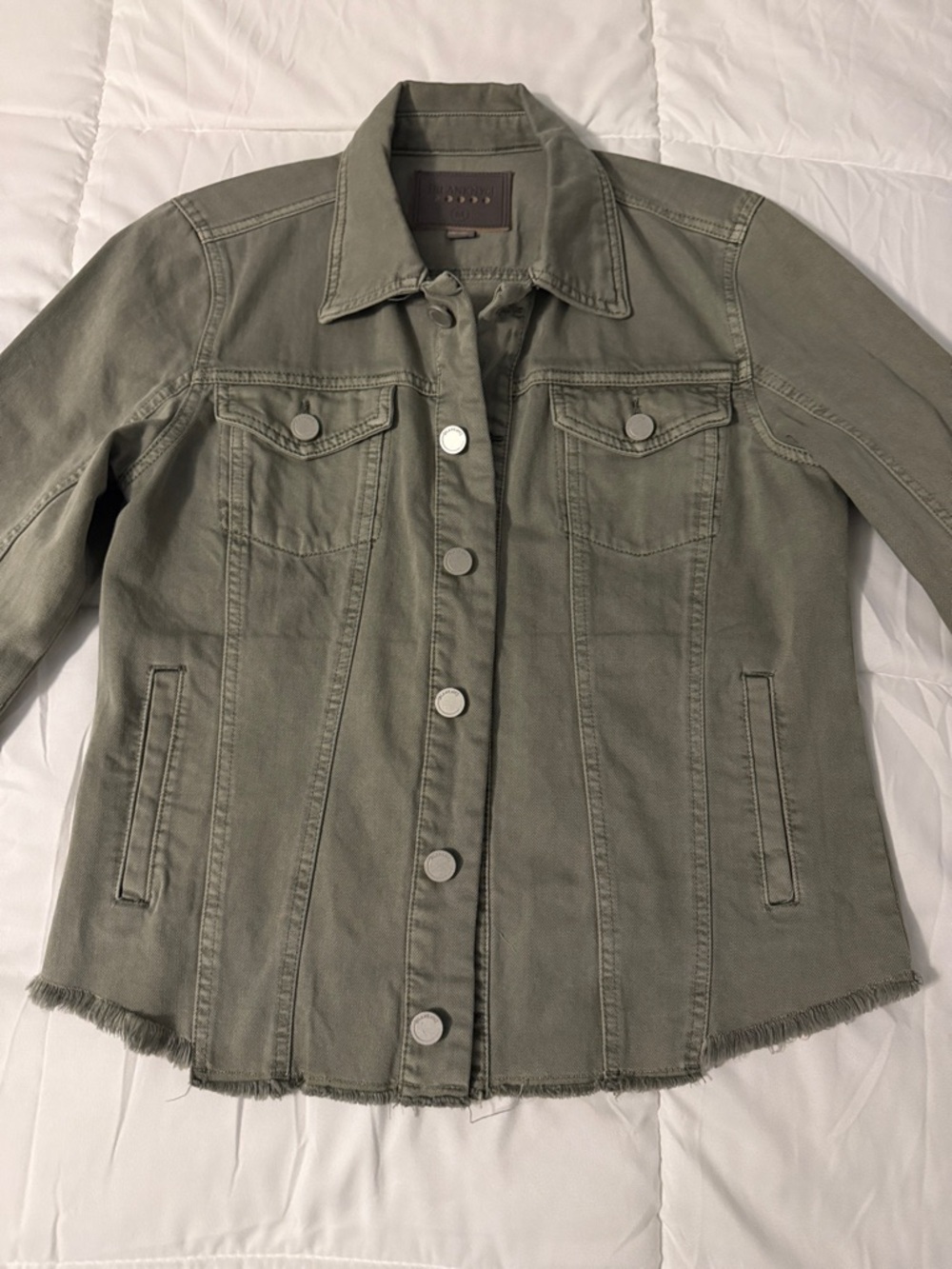 Blank NYC Olive Green Button-Front Denim Jacket